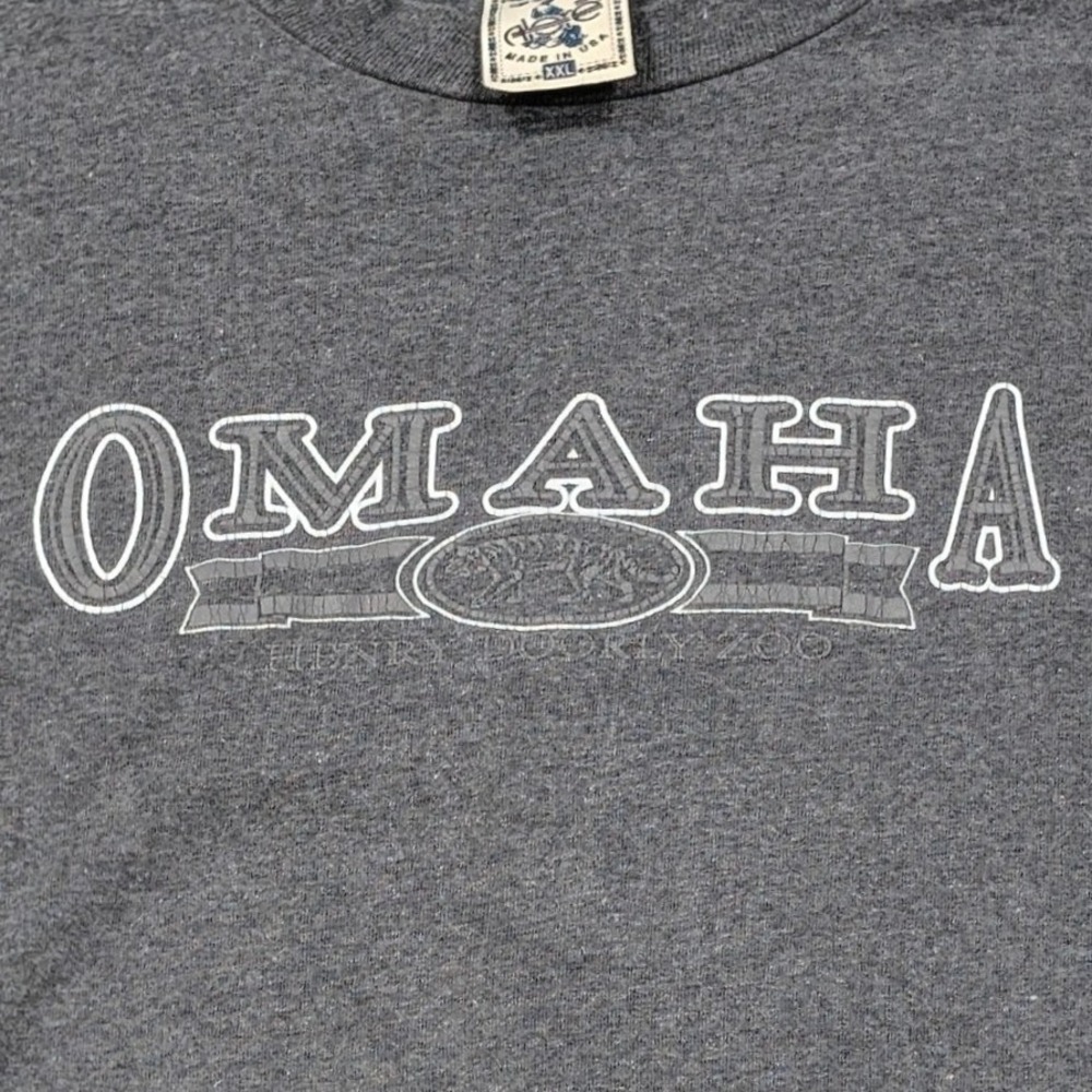 Alore Omaha Zoo Long Sleeve T-Shirt Mens XXL Gray Souvenir Made in USA Vintage